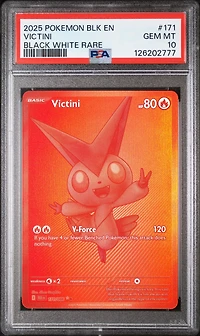 2025 Pokemon Blk En-black Bolt 171 Victini Black White Rare PSA