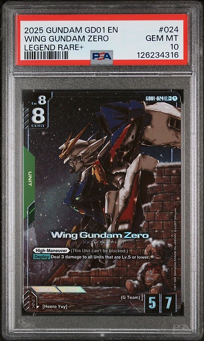 2025 Gundam Newtype Rising 024 Wing Gundam Zero Legend Rare+ PSA 10