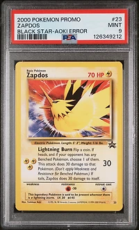 2000 Pokemon Promo Black Star 23 Zapdos Toshinao Aoki Error PSA