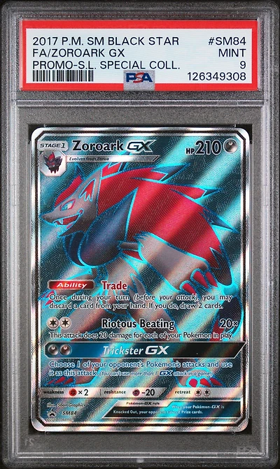 2017 Pokemon Sm Black Star Promo Sm84 Full Art/zoroark Gx Shining Legends Special Collection PSA