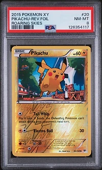 2015 Pokemon Xy Roaring Skies 20 Pikachu-reverse Foil PSA 8