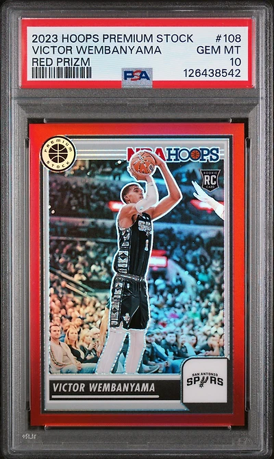 2023 Panini Hoops Premium Stock 108 Victor Wembanyama Red Prizm PSA 10