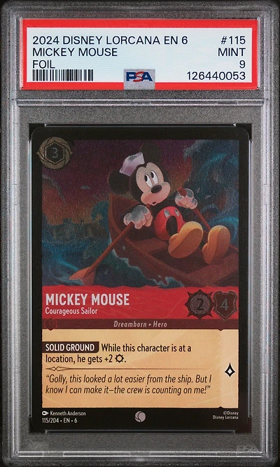 2024 Disney Lorcana En 6-azurite Sea 115 Mickey Mouse - Courageous Sailor Foil PSA 9