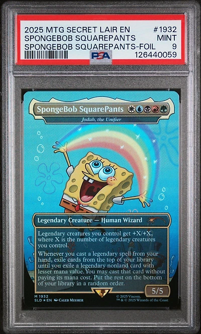 2025 Magic The Gathering Secret Lair Drop 1932 Spongebob Squarepants Spongebob Squarepants: Legends Of Bikini Bottom-foil PSA 9