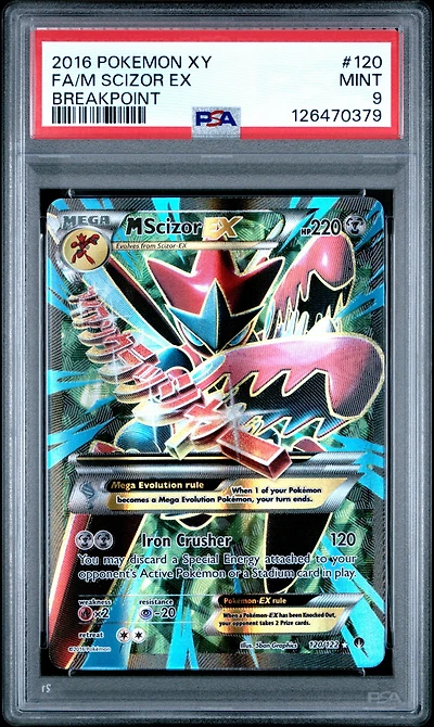 2016 Pokemon Xy Breakpoint 120 Full Art/m Scizor Ex PSA