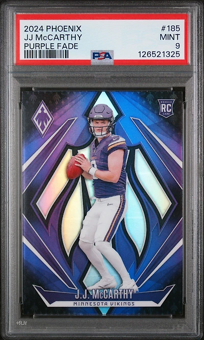 2024 Panini Phoenix 185 Jj Mccarthy Purple Fade PSA 9