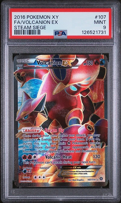 2016 Pokemon Xy Steam Siege 107 Full Art/volcanion Ex PSA