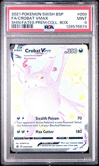 2021 Pokemon Swsh Black Star Promo 099 Full Art/crobat Vmax Shining Fates Premium Collection Box PSA 9