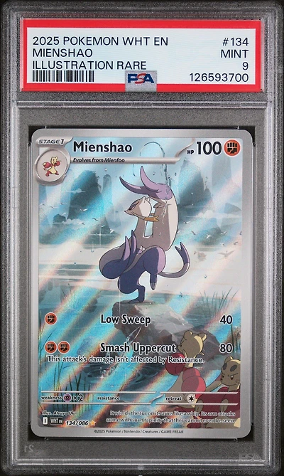 2025 Pokemon Wht En-white Flare 134 Mienshao Illustration Rare PSA 9