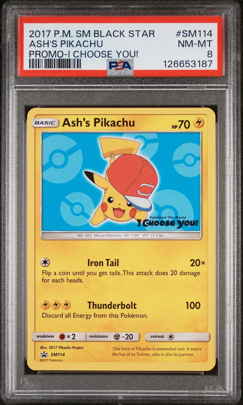 2017 Pokemon Sm Black Star Promo Sm114 Ash's Pikachu I Choose You! PSA