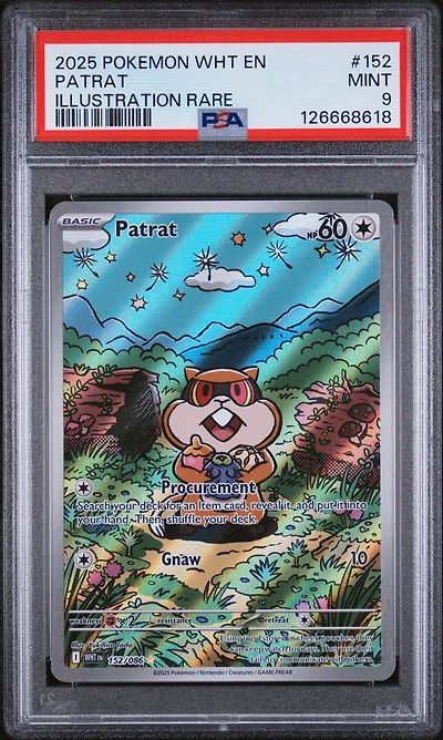 2025 Pokemon Wht En-white Flare 152 Patrat Illustration Rare PSA 9