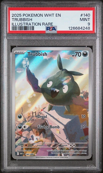 2025 Pokemon Wht En-white Flare 140 Trubbish Illustration Rare PSA 9