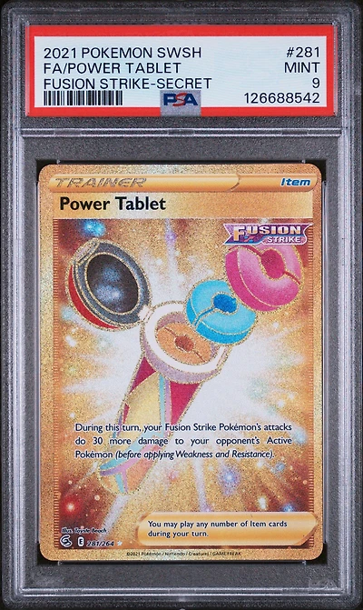 2021 Pokemon Sword & Shield Fusion Strike 281 Full Art/power Tablet Secret PSA 9