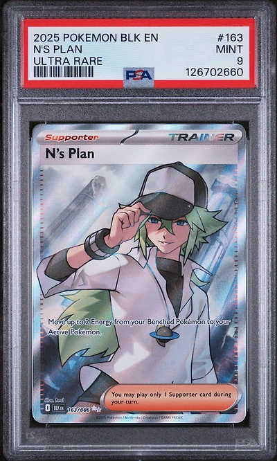 2025 Pokemon Blk En-black Bolt 163 N's Plan Ultra Rare PSA