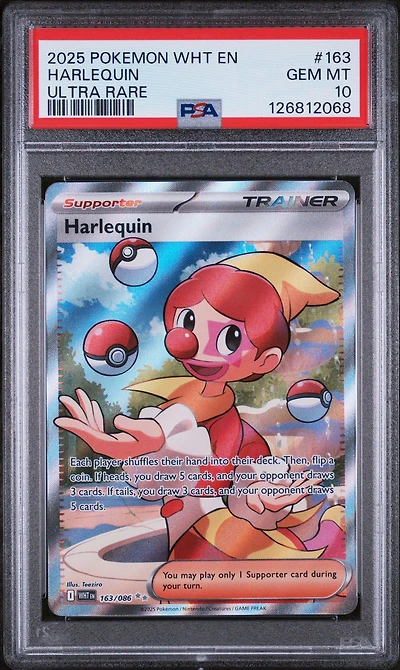 2025 Pokemon Wht En-white Flare 163 Harlequin Ultra Rare PSA 10