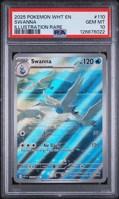 2025 Pokemon Wht En-white Flare 110 Swanna Illustration Rare PSA 10
