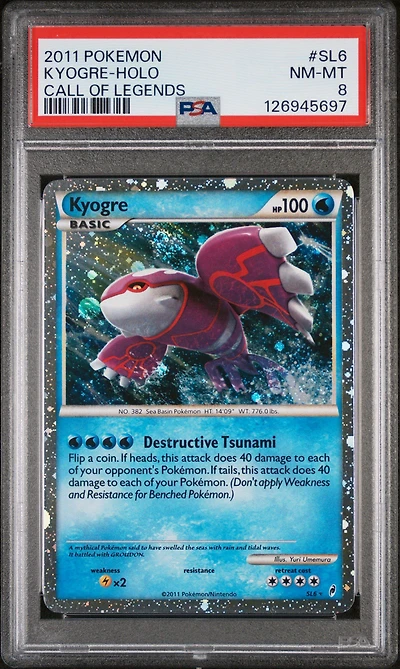 2011 Pokemon Call Of Legends Sl6 Kyogre-holo PSA 8