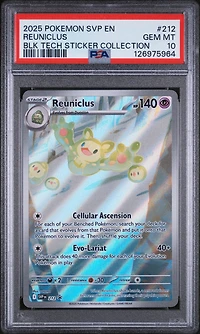 2025 Pokemon Svp En-sv Black Star Promo 212 Reuniclus Black Bolt Tech Sticker Collection PSA