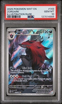 2025 Pokemon Wht En-white Flare 143 Zoroark Illustration Rare PSA
