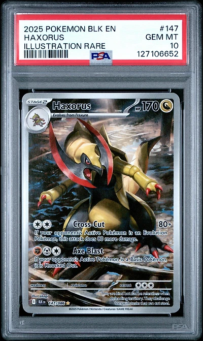 2025 Pokemon Blk En-black Bolt 147 Haxorus Illustration Rare PSA