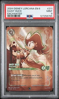 2024 Disney Lorcana En 6-azurite Sea 211 Daisy Duck - Pirate Captain Enchanted PSA 9