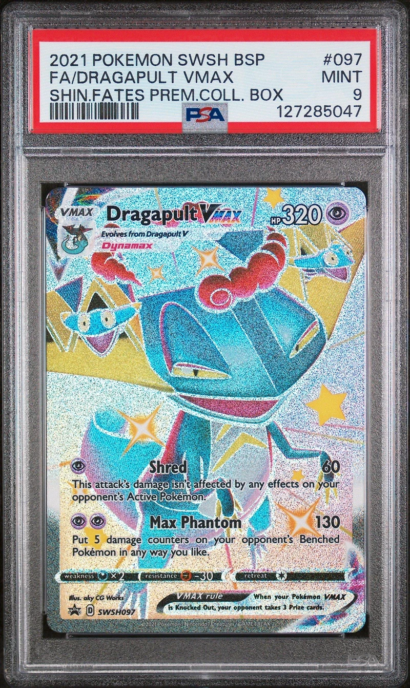 2021 Pokemon Swsh Black Star Promo 097 Full Art/dragapult Vmax Shining Fates Premium Collection Box PSA 9