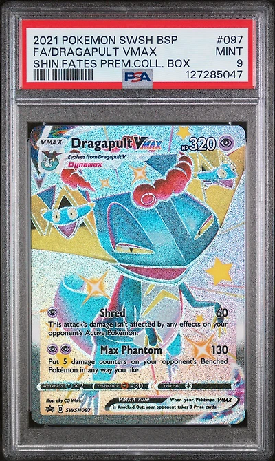 2021 Pokemon Swsh Black Star Promo 097 Full Art/dragapult Vmax Shining Fates Premium Collection Box PSA 9