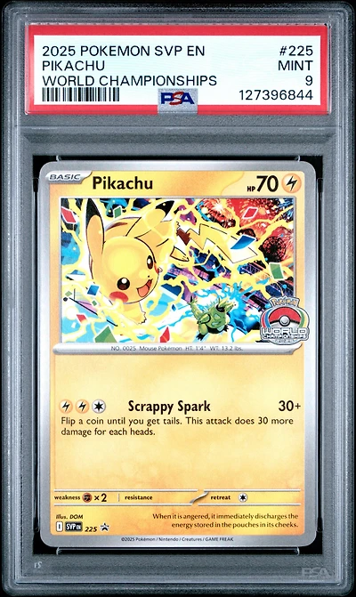 2025 Pokemon Svp En-sv Black Star Promo 225 Pikachu World Championships PSA