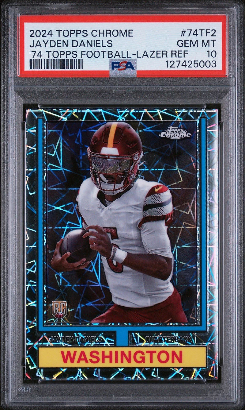 2024 Topps Chrome 1974 Topps Football 74tf2 Jayden Daniels Lazer Refractor PSA 10