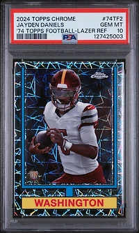 2024 Topps Chrome 1974 Topps Football 74tf2 Jayden Daniels Lazer Refractor PSA 10