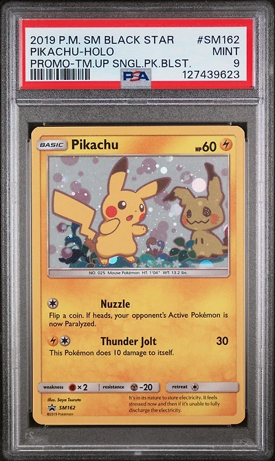 2019 Pokemon Sm Black Star Promo Sm162 Pikachu-holo Team Up Single Pack Blisters PSA