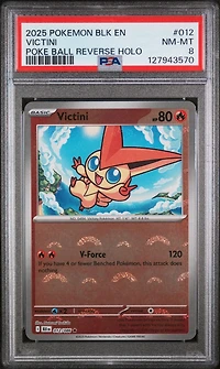 2025 Pokemon Blk En-black Bolt 012 Victini Poke Ball Reverse Holo PSA