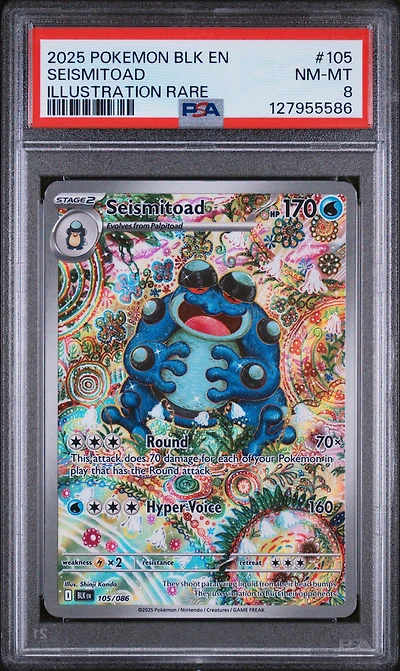 2025 Pokemon Blk En-black Bolt 105 Seismitoad Illustration Rare PSA