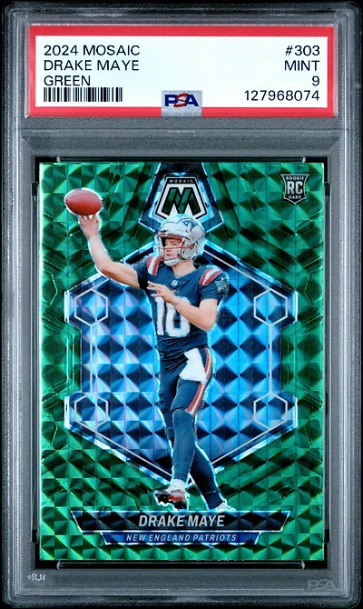 2024 Panini Mosaic 303 Drake Maye Green PSA 9