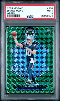 2024 Panini Mosaic 303 Drake Maye Green PSA 9