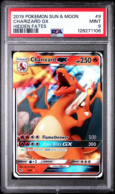 2019 Pokemon Sun & Moon Hidden Fates 9 Charizard Gx PSA 9