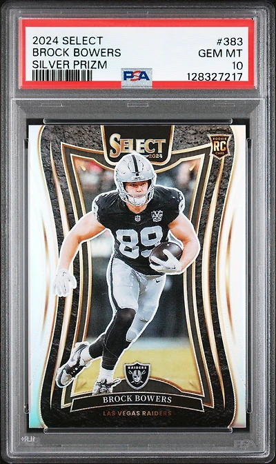 2024 Panini Select 383 Brock Bowers Silver Prizm PSA 10