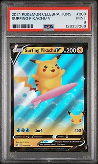 2021 Pokemon Celebrations 008 Surfing Pikachu V PSA