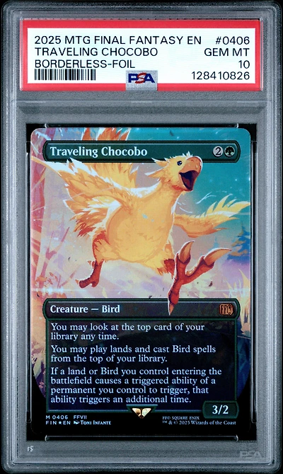 2025 Magic The Gathering Final Fantasy 0406 Traveling Chocobo Borderless-foil PSA 10