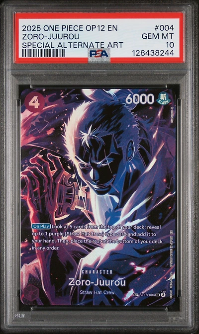 2025 One Piece Op12-legacy Of The Master 004 Zoro-juurou Special Alternate Art PSA 10