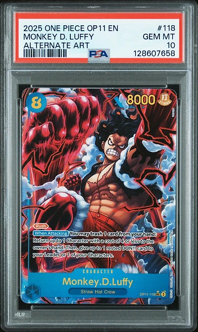 2025 One Piece Op11-a Fist Of Divine Speed 118 Monkey D. Luffy Alternate Art PSA 10