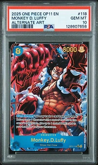 2025 One Piece Op11-a Fist Of Divine Speed 118 Monkey D. Luffy Alternate Art PSA 10
