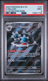 2025 Pokemon Blk En-black Bolt 141 Klinklang Illustration Rare PSA 9