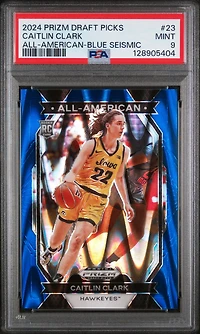 2024 Panini Prizm Draft Picks All-american 23 Caitlin Clark Blue Seismic PSA 9