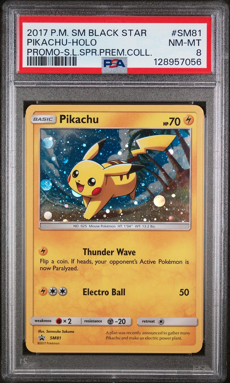 2017 Pokemon Sm Black Star Promo Sm81 Pikachu-holo Shining Legends Super Premium Collection PSA 8