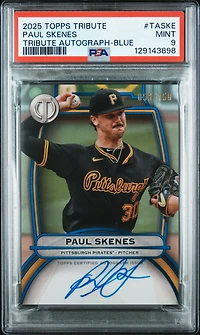 2025 Topps Tribute Tribute Autographs Taske Paul Skenes Blue PSA 9