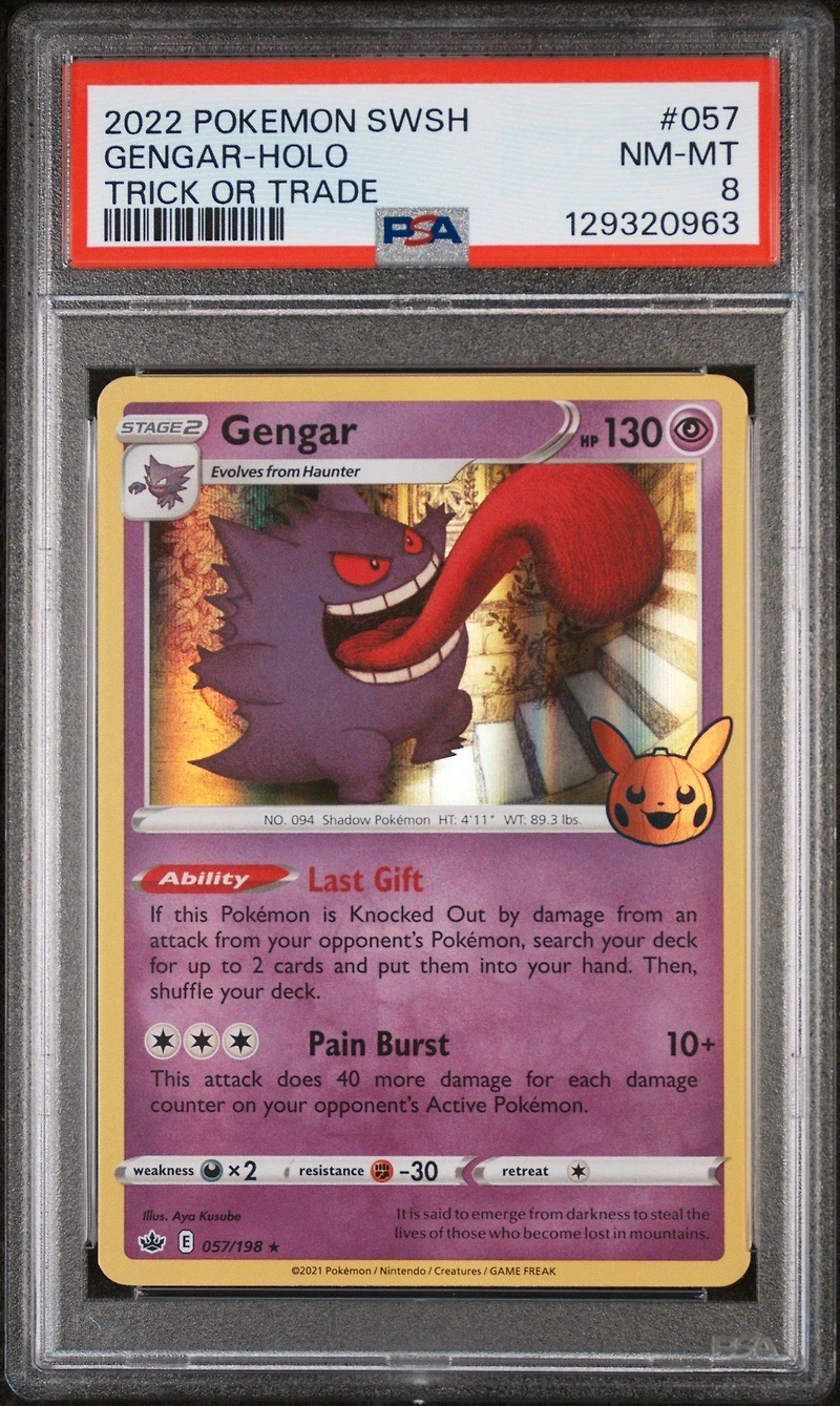 2021 Pokemon Sword & Shield Chilling Reign 057 Gengar-holo Trick Or Trade 2022 PSA