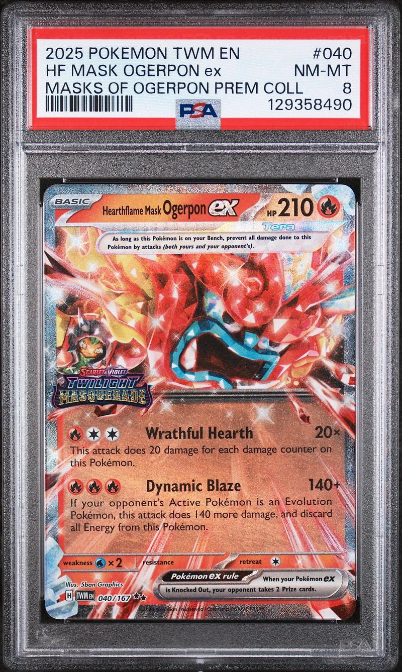 2025 Pokemon Twm En-twilight Masquerade 040 Hearthflame Mask Ogerpon Ex Masks Of Ogerpon Premium Collection PSA 8