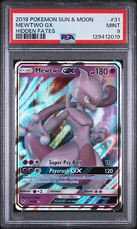 2019 Pokemon Sun & Moon Hidden Fates 31 Mewtwo Gx PSA