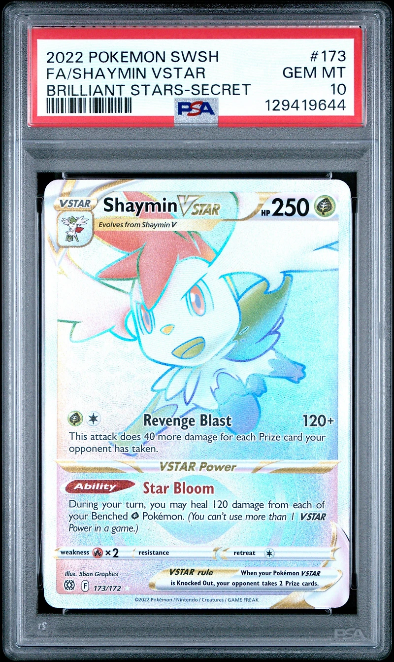 2022 Pokemon Sword & Shield Brilliant Stars 173 Full Art/shaymin Vstar Secret PSA 10